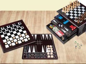 wood checkers board game set